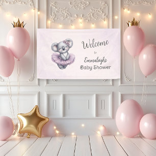Ballerina-Baby-Mädchen-Shower-Tutu-Koala-Willkomme Banner