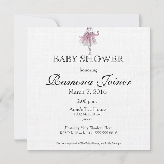 Ballerina Baby Shower Einladung (Vorderseite)