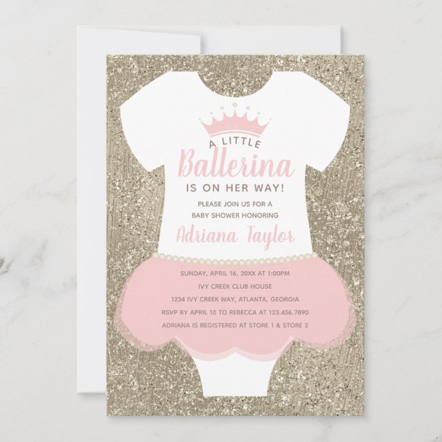 Ballerina Baby Shower Einladung (Vorderseite)