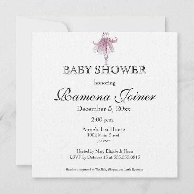 Ballerina Baby Shower Einladung (Vorderseite)
