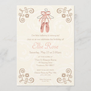 Ballerina Ballet Chaussures Invitation d'anniversa