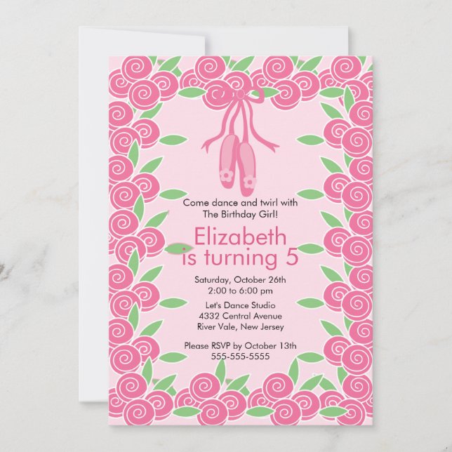 Ballerina Ballet Dance Anniversaire Invitation (Devant)