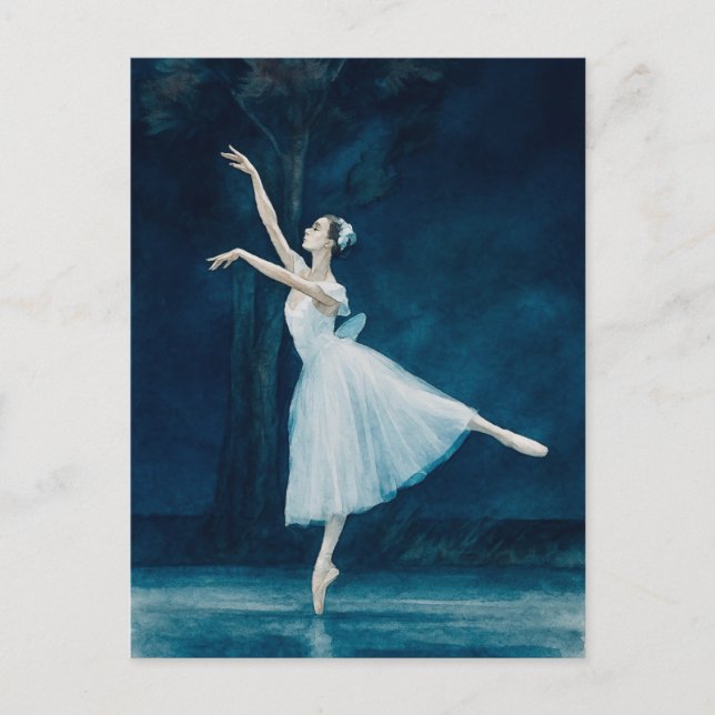Ballerina Ballet Giselle Watercolor Postkarte (Vorderseite)