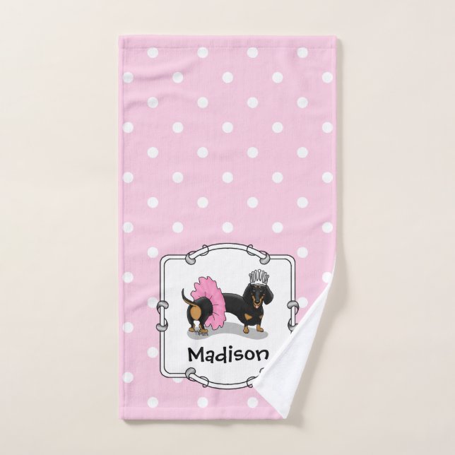 Ballerina Ballet Princess Dachshund (black & tan) Badhandtuch Set (Handtuch)