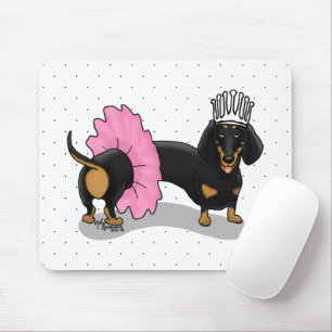 Ballerina Ballet Princess Dachshund (black & tan) Mousepad