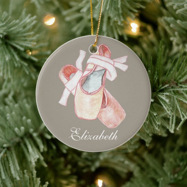 Ballerina Ballet Slippers Art Name Template Keramik Ornament (Baum)
