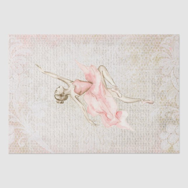 Ballerina Ballet Tänzer Wasserfarbe Seidenpapier (Vorderseite)