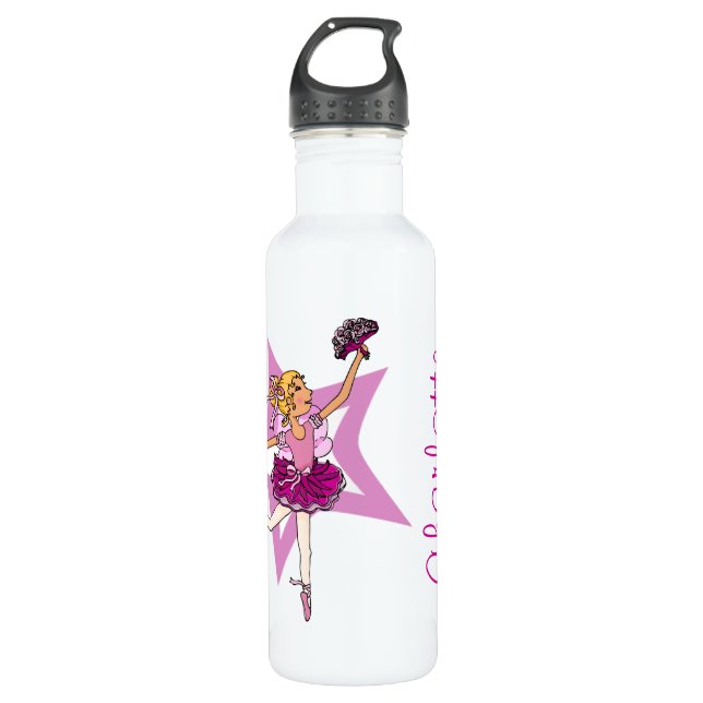 Ballerina Ballett Mädchentänzer individuelle Name Edelstahlflasche (Vorderseite)