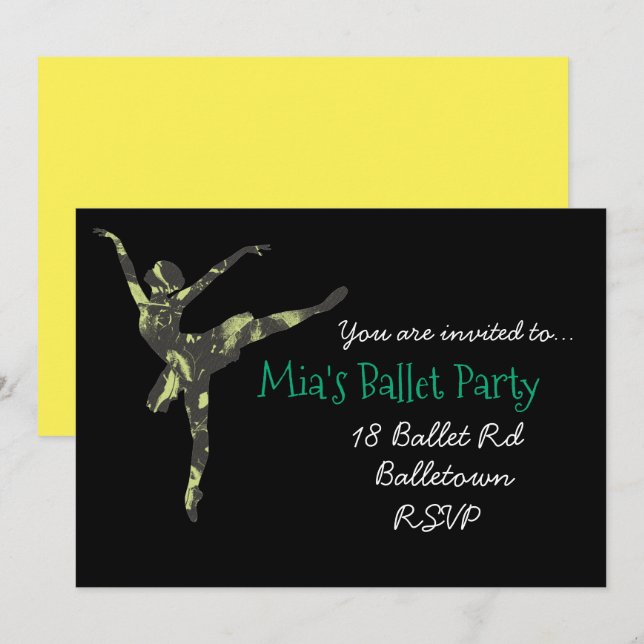 Ballerina Ballett Party Einladung (Vorne/Hinten)