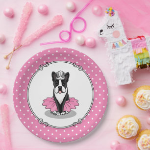 Ballerina Ballett Prinzessin Boston Terrier (schwa Pappteller