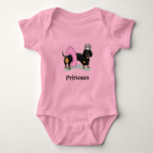 Ballerina Ballett Prinzessin Dachshund (schwarz & Baby Strampler