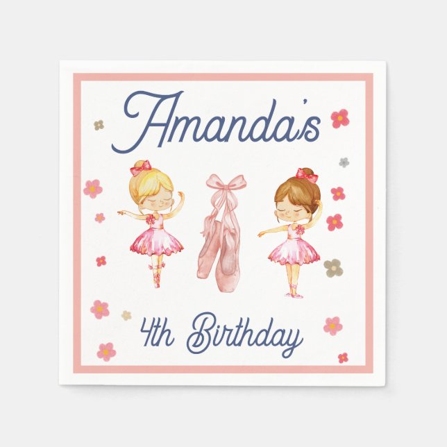 Ballerina Ballett Rosa Muster Geburtstag Serviette (Vorderseite)