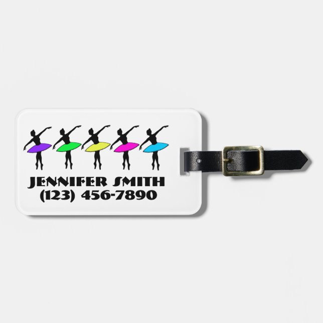 Ballerina Ballett Tänzer Personalisiert Neon Tutus Gepäckanhänger (Vorderseite horizontal)