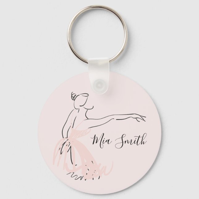 Ballerina Balletttänzerin personalisierter Name Schlüsselanhänger (Vorderseite)
