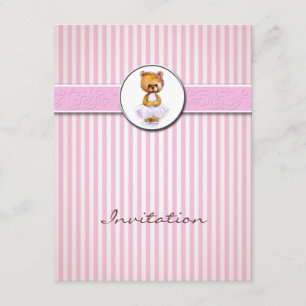 Ballerina-Bärn-Rosa-Süßigkeits-Streifen-Einladung Einladung