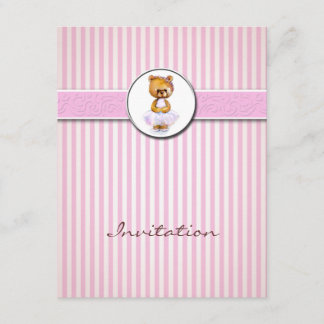 Ballerina-Bärn-Rosa-Süßigkeits-Streifen-Einladung Einladung
