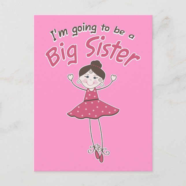 Ballerina Big Sister zu sein Ankündigungspostkarte (Vorderseite)
