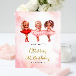 Ballerina Birthday Begrüßungszeichen, Ballet Party Fotodruck