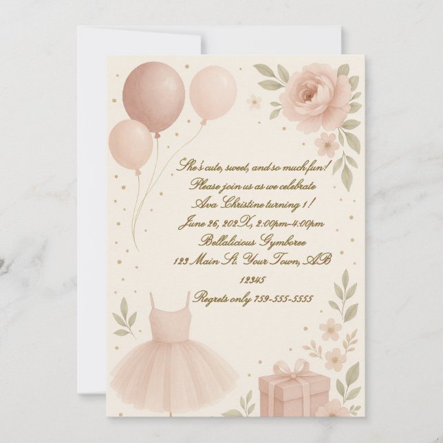 Ballerina Birthday Einladung (Vorderseite)