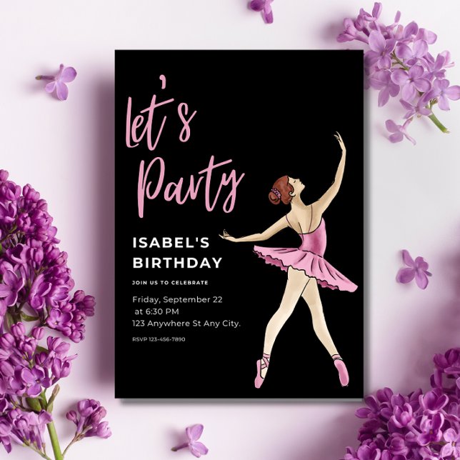 Ballerina Birthday Einladung, bearbeitbares Ballet Einladung (Von Creator hochgeladen)