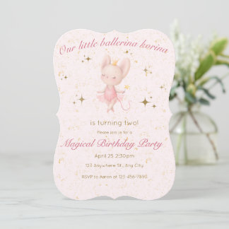 Ballerina Birthday Einladung in Rosa und Gold