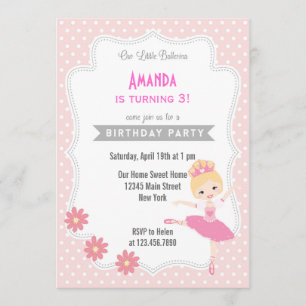 Ballerina Birthday Einladung Sweet Pink