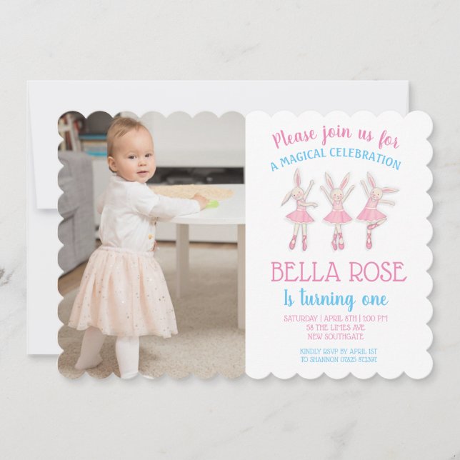 Ballerina Birthday Einladungen (Vorderseite)