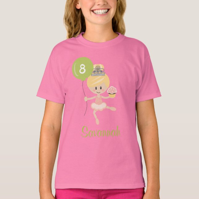 Ballerina Birthday Kids Ringer T-Shirt Blonde (Devant)