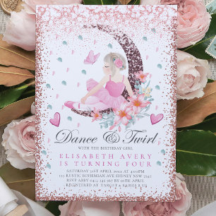 Ballerina Birthday Moon Dance & Twirl Einladung