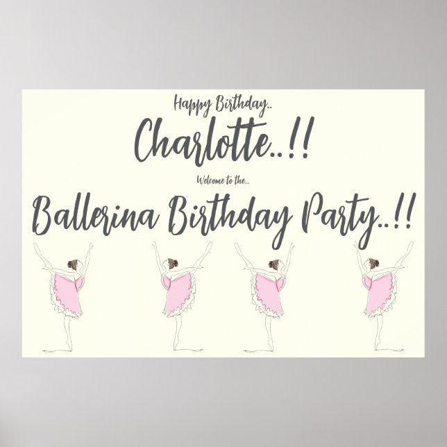 Ballerina Birthday Party Poster (Vorne)