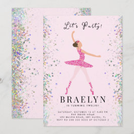 Ballerina Birthday Party Rosa Glitzer Design Einladung