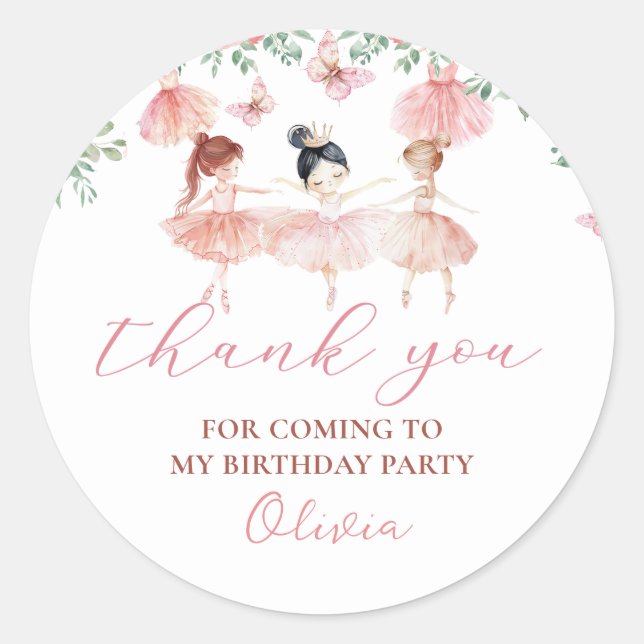 Ballerina Birthday Party Sticker (Vorderseite)
