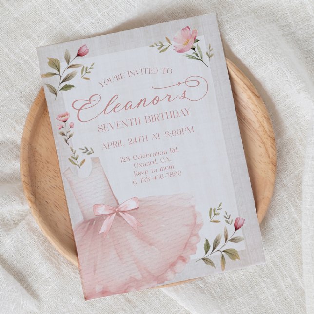 Ballerina Birthday, Tutu, Rosa Tutu, Mädchen Gebur Einladung (Von Creator hochgeladen)