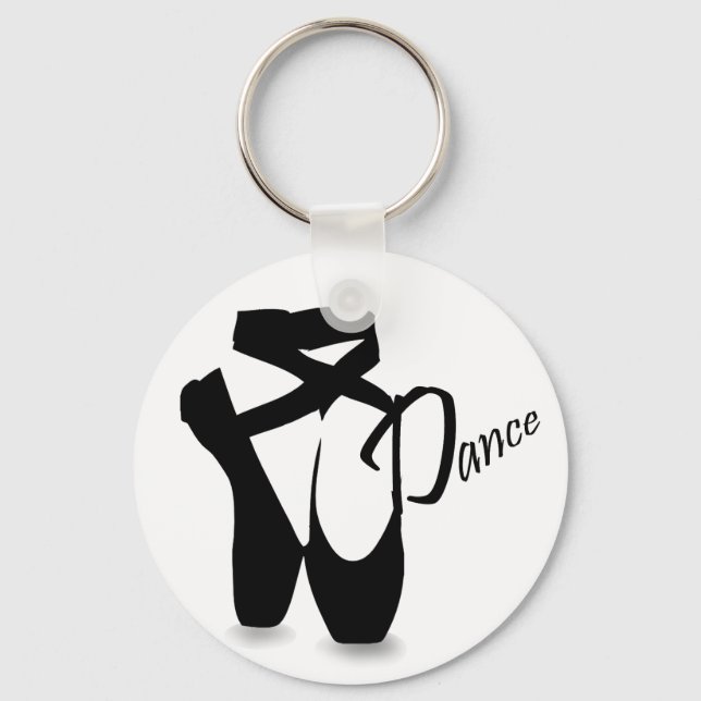 Ballerina Black Pointe Shoes Dance Basic Schlüsselanhänger (Vorderseite)