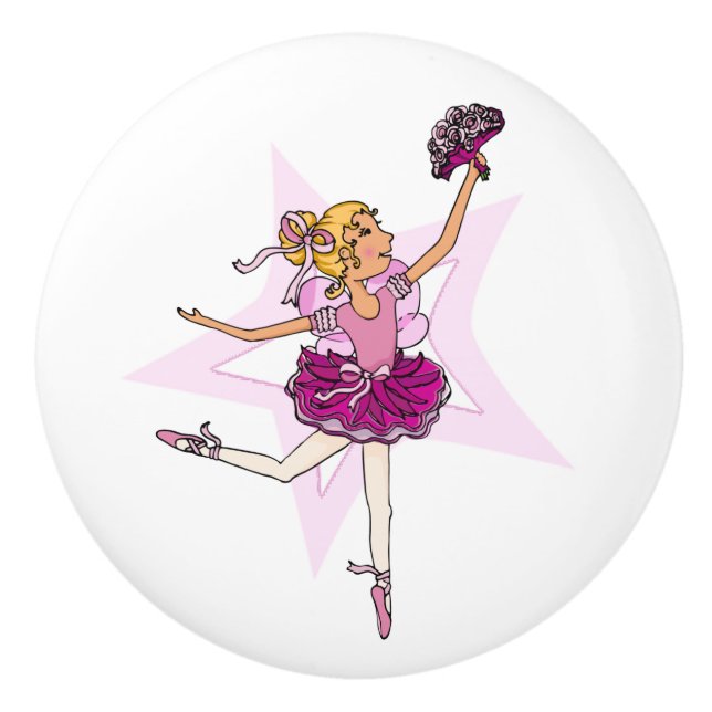 Ballerina blonde fille ballet art rose poignée de  (Devant)