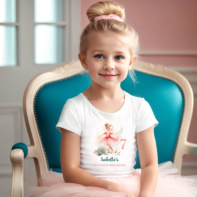 Ballerina Blonde Pink Aquamariner Name Geburtsmädc T-Shirt (Ballerina Blonde Pink Teal Name Birthday Girl T-Shirt)