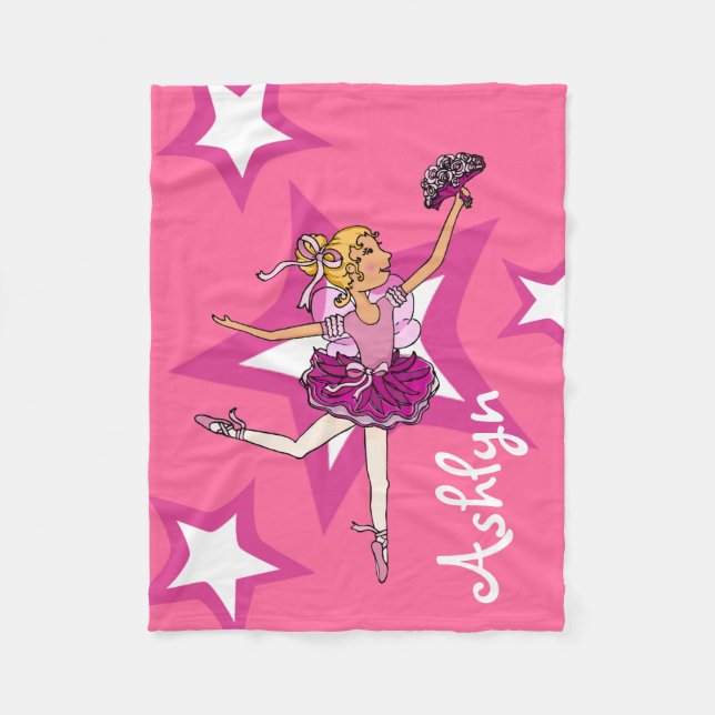 Ballerina blonde rose nom fille laine couverture d (Devant)
