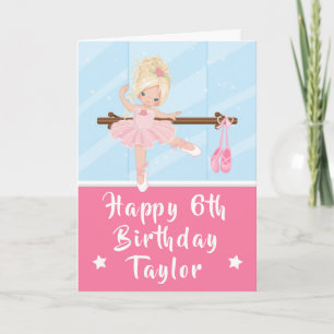 Ballerina Blondes Haar Mädchen Rosa Alles Gute zum Karte