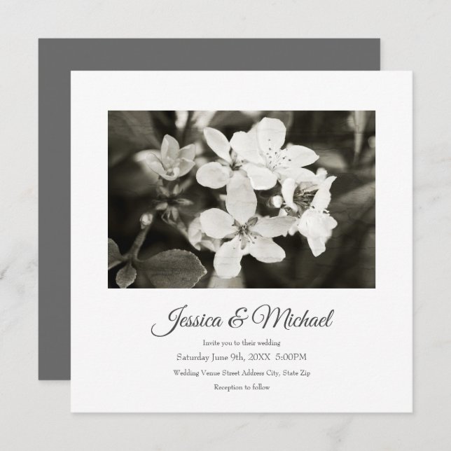 Ballerina Blossoms Invitation Vintage (Devant / Derrière)