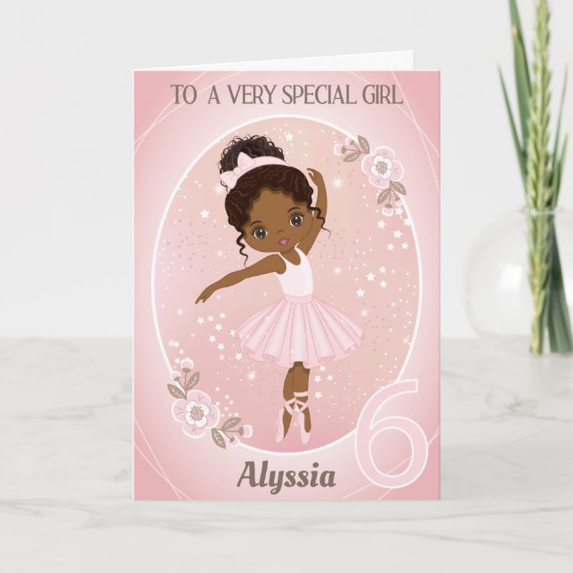 Ballerina Bonne Carte Anniversaire | Fille de 6 an (Devant)