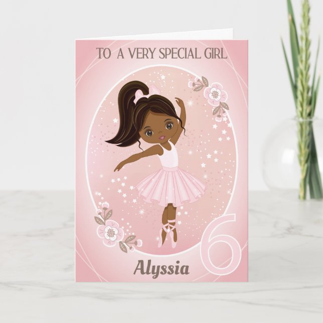 Ballerina Bonne Carte Anniversaire | Fille de 6 an (Devant)