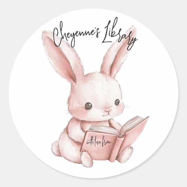 Ballerina Buchzeichen Sticker für Babydusche (Vorderseite)