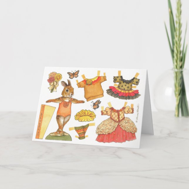 Ballerina Bunny Erntedank Paper Doll Karte (Vorderseite)