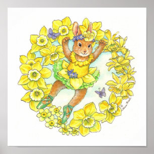 Ballerina Bunny Print Jonquil Poster