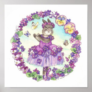 Ballerina Bunny Print Violet Poster