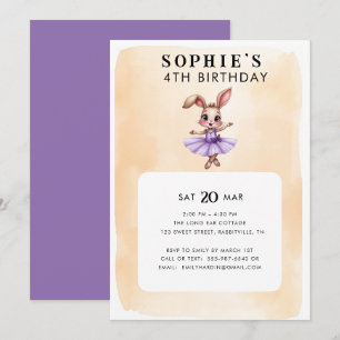 Ballerina Bunny Thème Anniversaire Fête Invitation