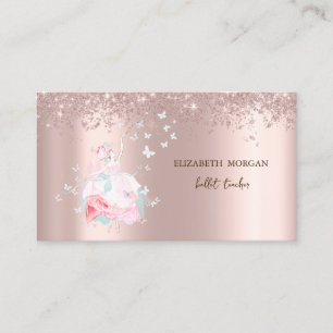Ballerina Butterflies Confetti Rose Gold Visitenkarte