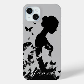 Ballerina & Butterflies Silhouette Schwarz/Grau Na Case-Mate iPhone Hülle