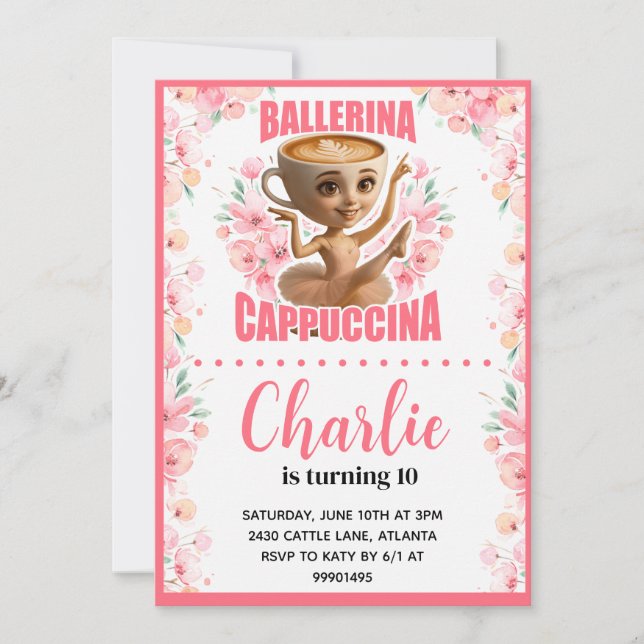 Ballerina Cappuccina Invitation Anniversaire (Devant)