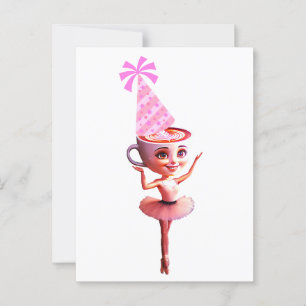 Ballerina Cappuccina mit Geburtstagshütchen Postkarte